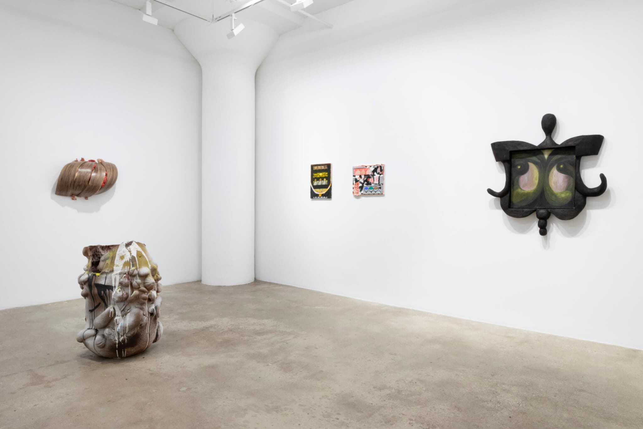 Sculptures and other works of art representing the messy and murky at a New York City exhibit.